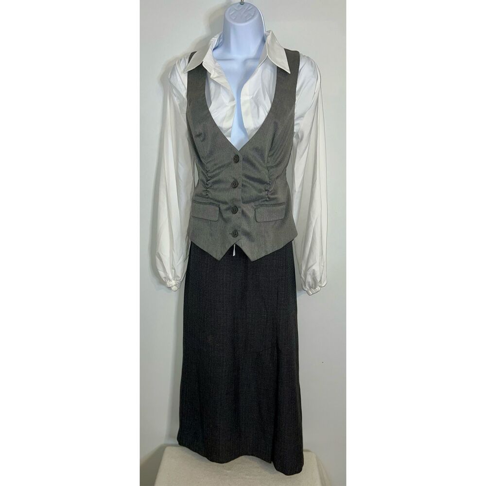 Women’s Midi Plaid Skirt Fully Lined Elastic Waist 14 ￼
